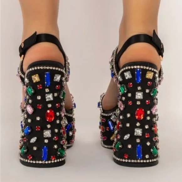 COPY - Bedazzled chunky gemstone heels - Picture 2 of 3